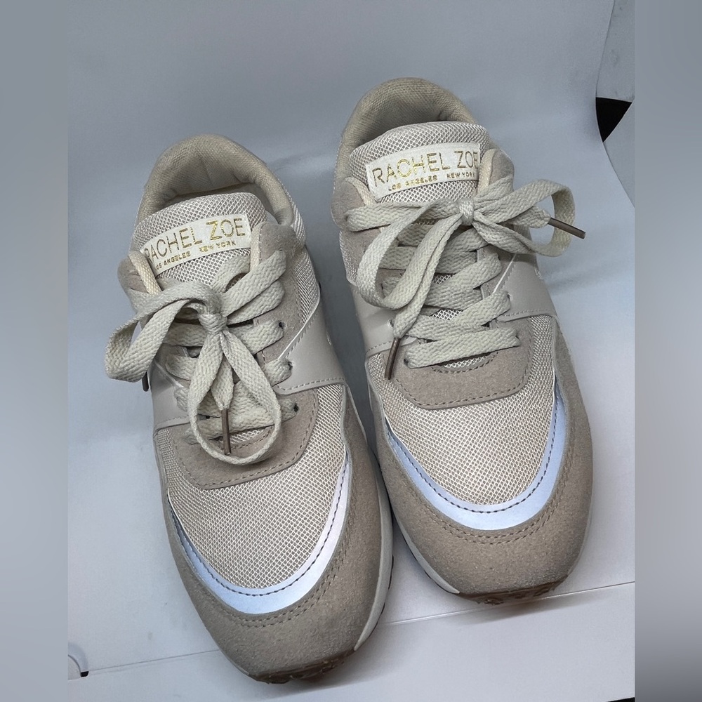Rachel Zoe Sophie Tan Cream Lace Up Fashion Sneakers US Size 9 - Picture 10 of 13
